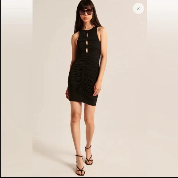 ABERCROMBIE Black Ruched Dress NWT - Picture 3 of 13